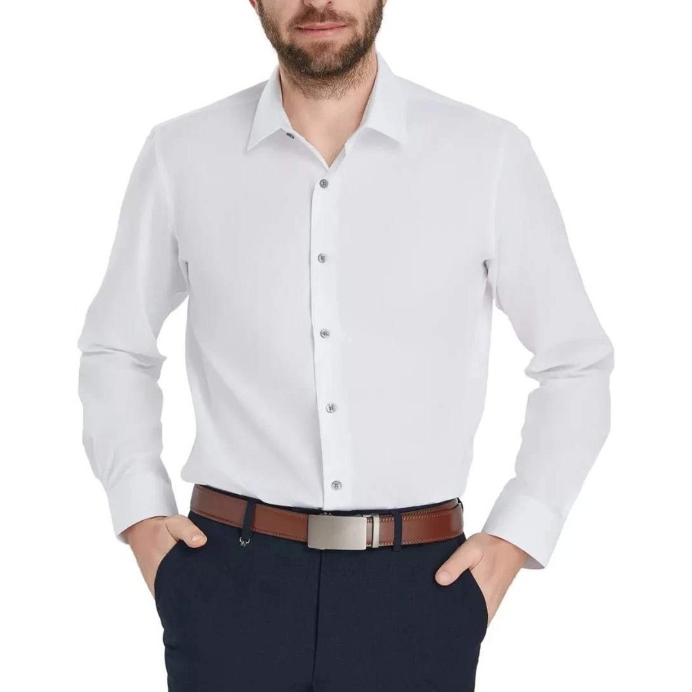 NWT Michael Kors Men's 17.5 36-37 XL White Slim Fit Dress Shirt Cotton